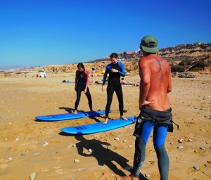 Surf lessons in the beach